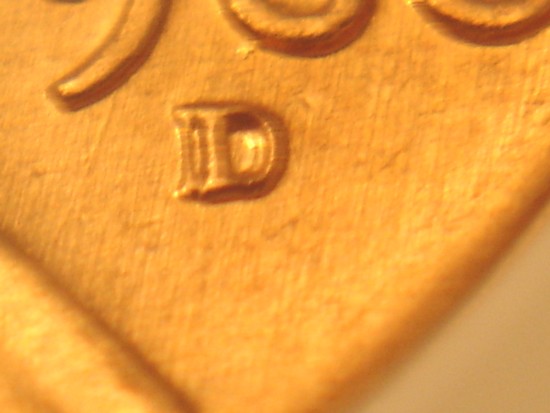 1960-D/D-Large-Date-1c-Lincoln-Memorial-Cent-Vp002-Ms65RD